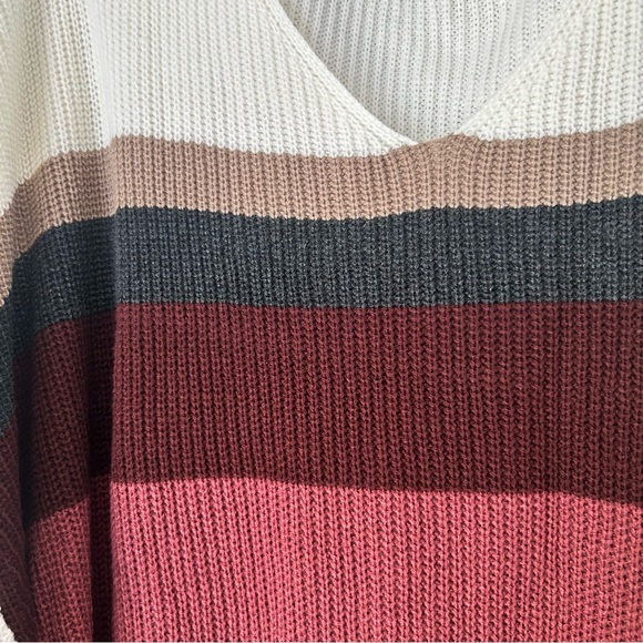 BloomChic V-Neck Sweater - Cream, Brown, Black, Red - Picture 3 of 4